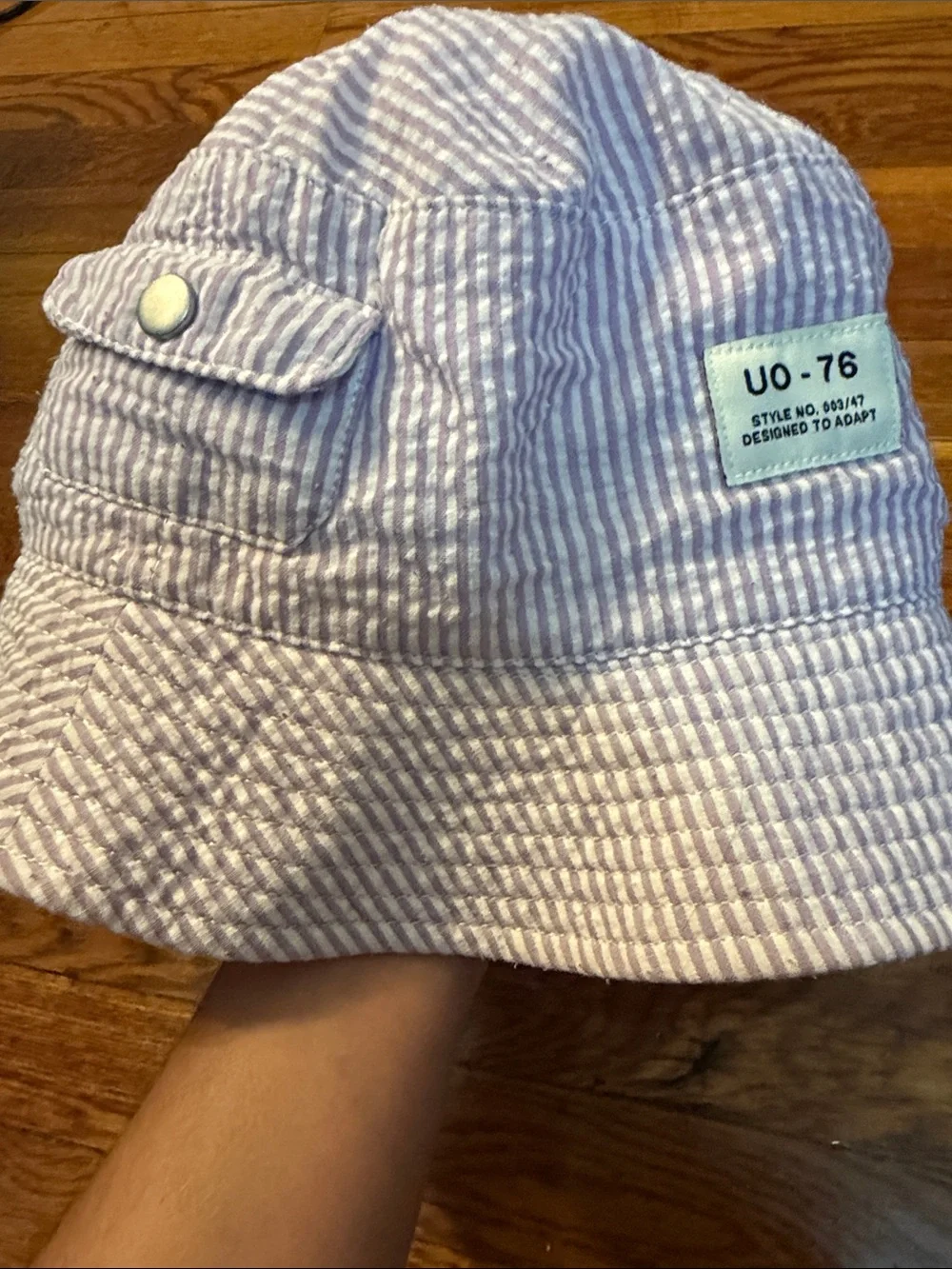 Urban Outfitters Lavender and White Striped Kids Bucket Hat